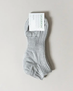 Sasawashi Ribbed Ankle Socks - Grey